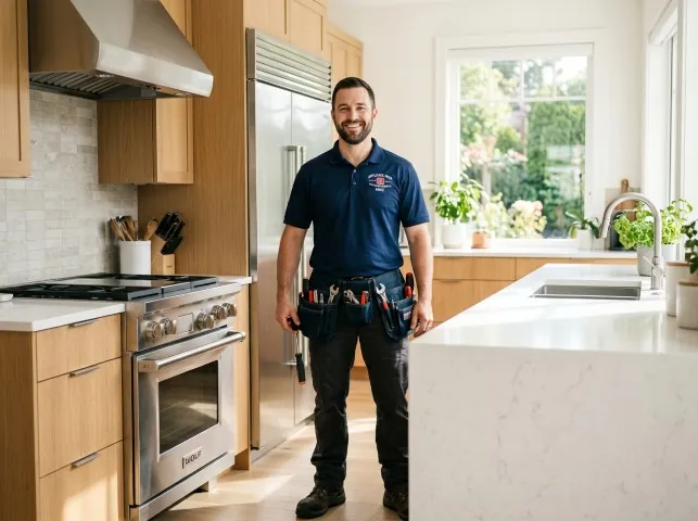Appliance Repair Hero technician in a Addison, TX kitchen after an appliance repair
